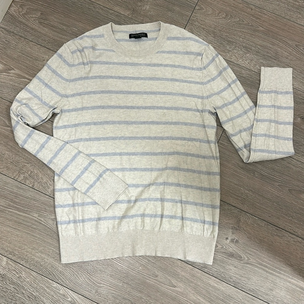 Banana republic Pima cotton cashmere cream blue ivory medium crewneck
